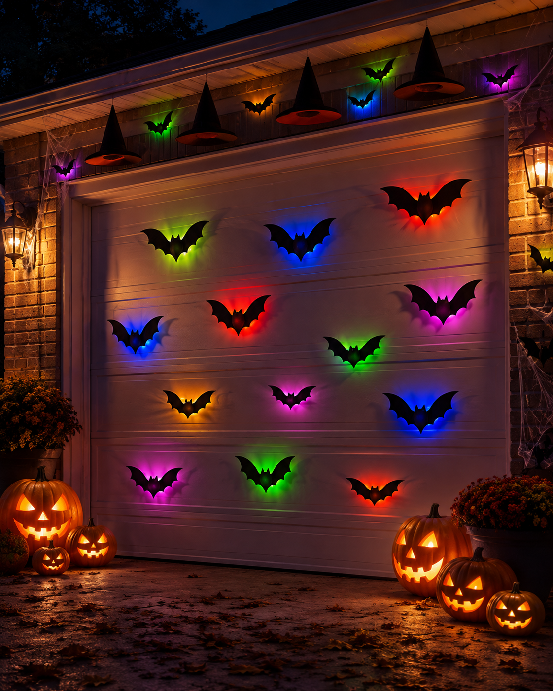 💖🎁 WREE® 3D LED Bat Light Halloween Wall Decoration – Glowing Ghost Party Decoration