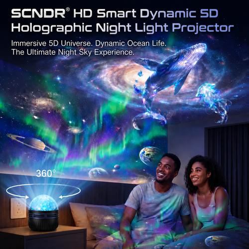 SCNDR® 🐳 Starry Sky Projector – Smart 5D Holographic Night Light