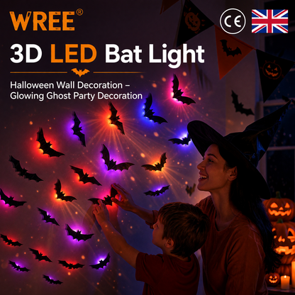 WREE® 🎁🎁🎁3D LED Bat Light Halloween Wall Decoration