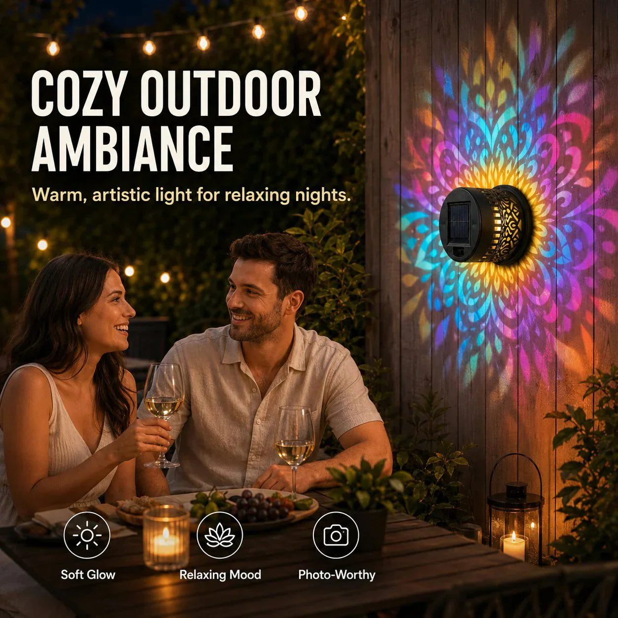 🌀💥 Limited-Time Offer: Buy 1 Get 1 Free 🌞💡 WREE® Solar Mandala Outdoor Wall Light – Garden Fence & Patio Projection Lamp