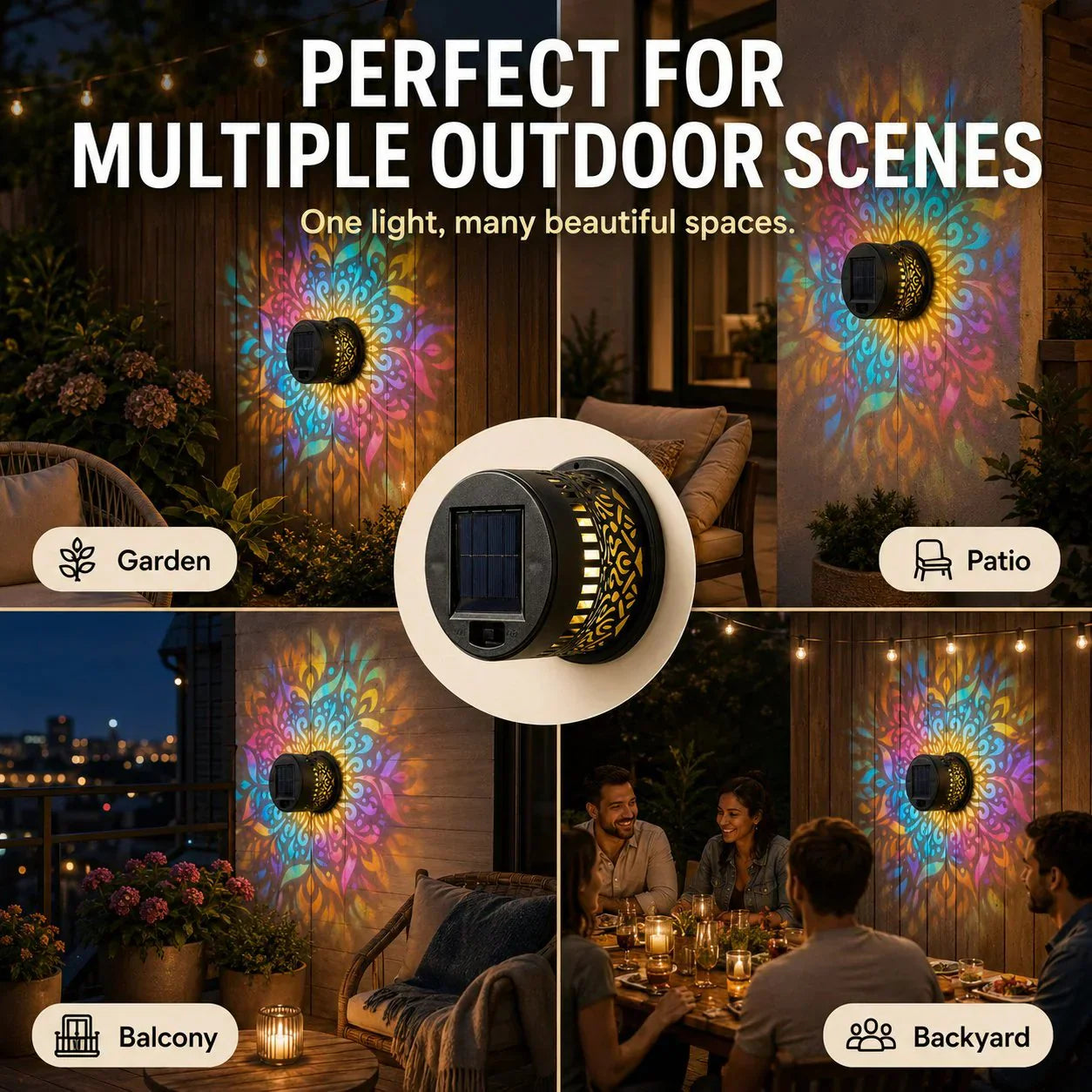 🌀💥 Limited-Time Offer: Buy 1 Get 1 Free 🌞💡 WREE® Solar Mandala Outdoor Wall Light – Garden Fence & Patio Projection Lamp