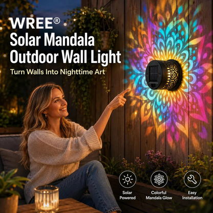 🌀💥 Limited-Time Offer: Buy 1 Get 1 Free 🌞💡 WREE® Solar Mandala Outdoor Wall Light – Garden Fence & Patio Projection Lamp