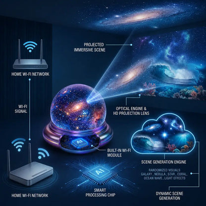 Official Store |🌟☄️SCNDR® 360° Smart Holographic Starry Sky Projector (HD Smart Dynamic 5D)