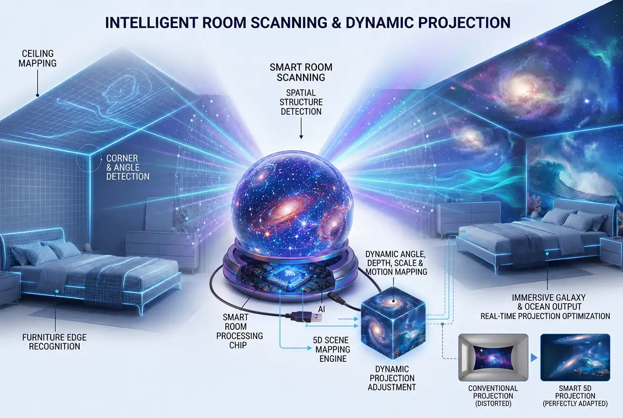 Official Store |🌟☄️SCNDR® 360° Smart Holographic Starry Sky Projector (HD Smart Dynamic 5D)