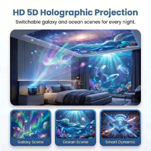 SCNDR® 🐳 Starry Sky Projector – Smart 5D Holographic Night Light
