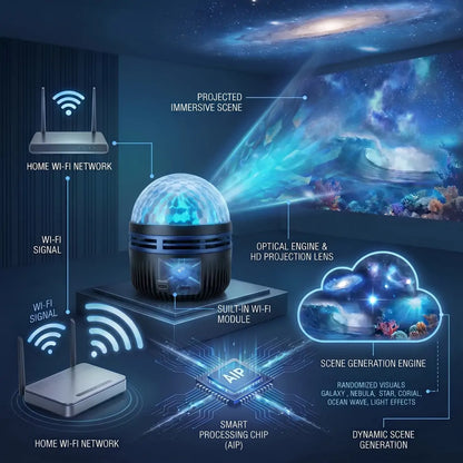 SCNDR® 🐳 Starry Sky Projector – Smart 5D Holographic Night Light